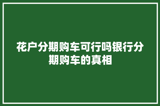 花户分期购车可行吗银行分期购车的真相
