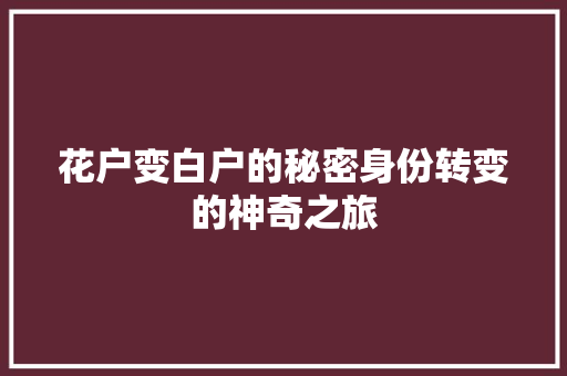 花户变白户的秘密身份转变的神奇之旅