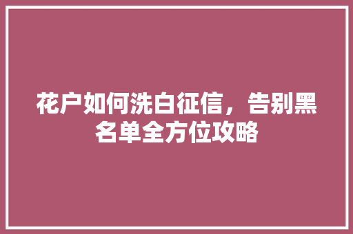 花户如何洗白征信，告别黑名单全方位攻略