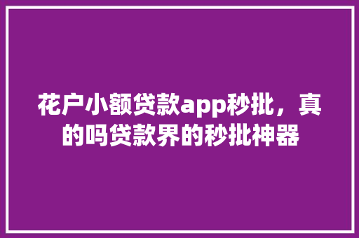 花户小额贷款app秒批，真的吗贷款界的秒批神器  第1张