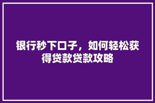 银行秒下口子，如何轻松获得贷款贷款攻略
