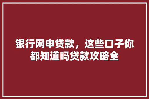 银行网申贷款，这些口子你都知道吗贷款攻略全  第1张