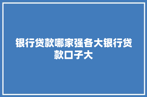 银行贷款哪家强各大银行贷款口子大