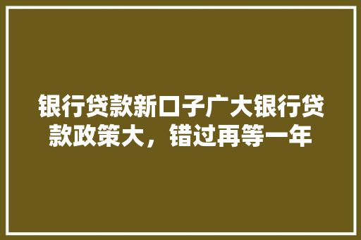 银行贷款新口子广大银行贷款政策大，错过再等一年
