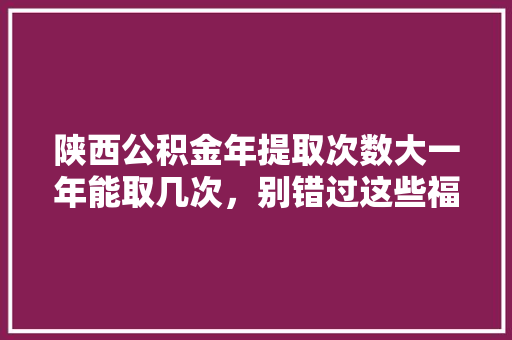陕西公积金年提取次数大一年能取几次，别错过这些福利