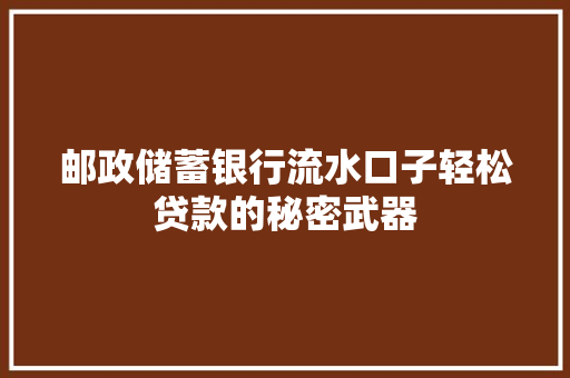 邮政储蓄银行流水口子轻松贷款的秘密武器