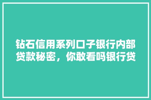钻石信用系列口子银行内部贷款秘密，你敢看吗银行贷款背后的那些事儿