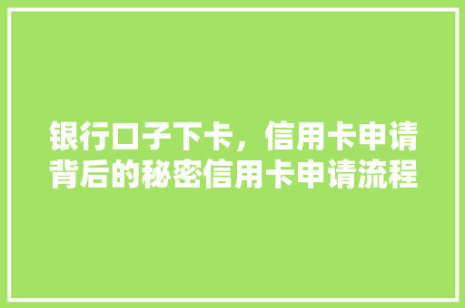 银行口子下卡，信用卡申请背后的秘密信用卡申请流程