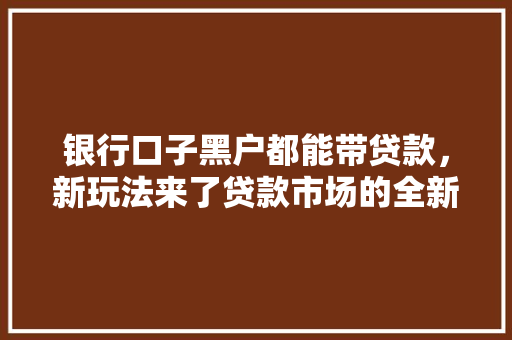银行口子黑户都能带贷款，新玩法来了贷款市场的全新变革
