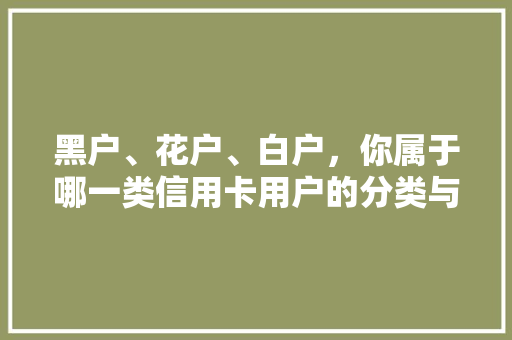 黑户、花户、白户，你属于哪一类信用卡用户的分类与智慧