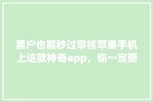 黑户也能秒过审核苹果手机上这款神奇app，你一定要试试