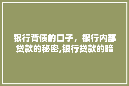 银行背债的口子，银行内部贷款的秘密,银行贷款的暗流涌动