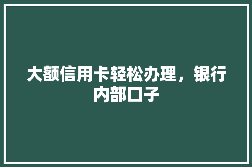 大额信用卡轻松办理，银行内部口子