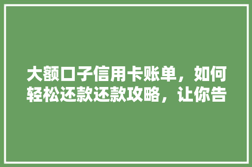 大额口子信用卡账单，如何轻松还款还款攻略，让你告别还款压力