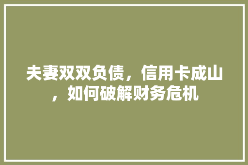 夫妻双双负债，信用卡成山，如何破解财务危机
