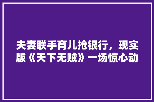 夫妻联手育儿抢银行，现实版《天下无贼》一场惊心动魄的冒险之旅