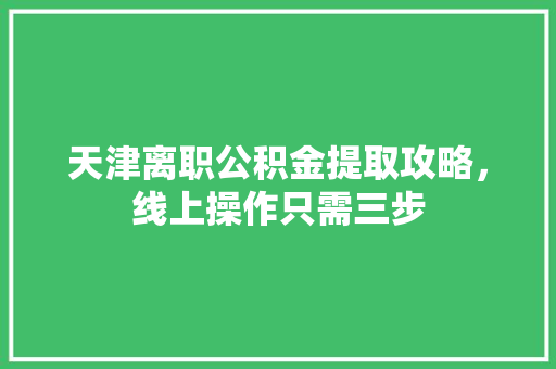 天津离职公积金提取攻略，线上操作只需三步