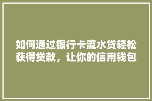 如何通过银行卡流水贷轻松获得贷款，让你的信用钱包鼓起来  第1张