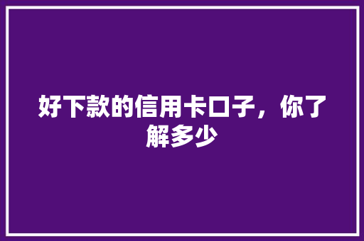 好下款的信用卡口子，你了解多少