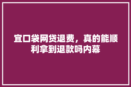 宜口袋网贷退费，真的能顺利拿到退款吗内幕
