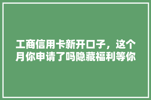 工商信用卡新开口子，这个月你申请了吗隐藏福利等你来发现