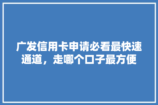 广发信用卡申请必看最快速通道，走哪个口子最方便