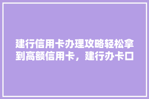 建行信用卡办理攻略轻松拿到高额信用卡，建行办卡口子大
