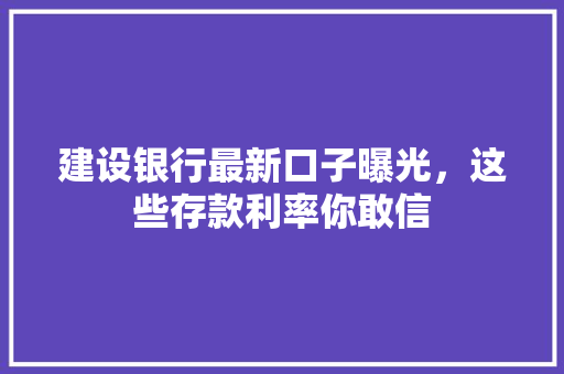 建设银行最新口子曝光，这些存款利率你敢信