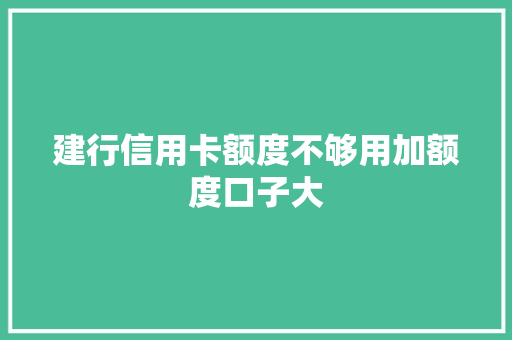建行信用卡额度不够用加额度口子大
