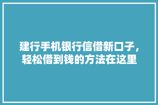 建行手机银行信借新口子，轻松借到钱的方法在这里
