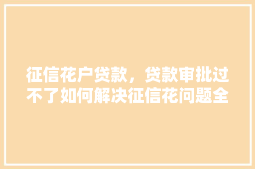 征信花户贷款，贷款审批过不了如何解决征信花问题全方位攻略来啦