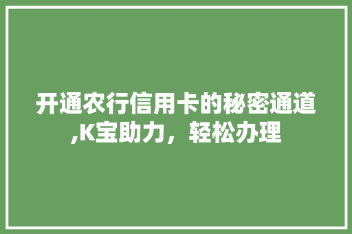 开通农行信用卡的秘密通道,K宝助力，轻松办理