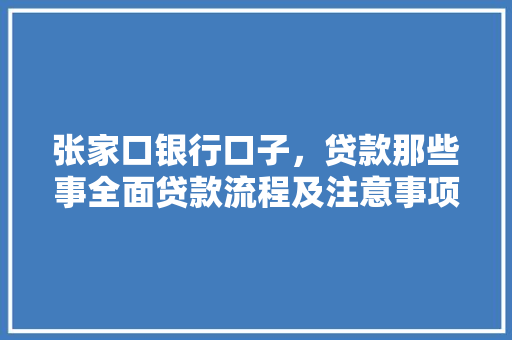 张家口银行口子，贷款那些事全面贷款流程及注意事项