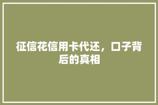 征信花信用卡代还，口子背后的真相