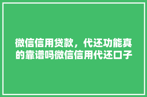 微信信用贷款，代还功能真的靠谱吗微信信用代还口子真相大