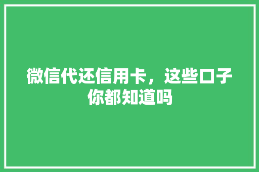 微信代还信用卡，这些口子你都知道吗