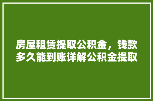 房屋租赁提取公积金，钱款多久能到账详解公积金提取流程及注意事项