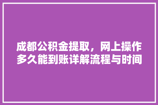 成都公积金提取，网上操作多久能到账详解流程与时间节点