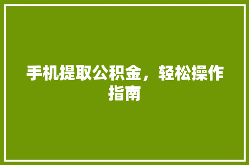 手机提取公积金，轻松操作指南