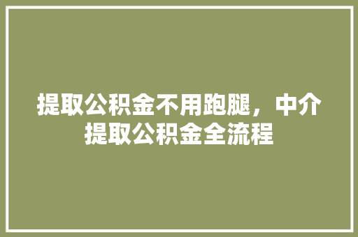 提取公积金不用跑腿，中介提取公积金全流程