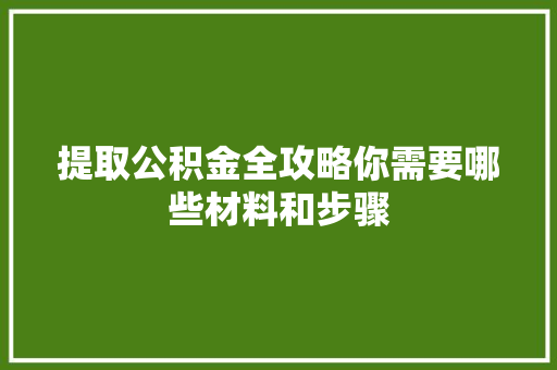 提取公积金全攻略你需要哪些材料和步骤