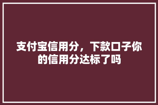 支付宝信用分，下款口子你的信用分达标了吗