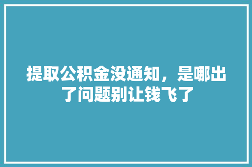 提取公积金没通知，是哪出了问题别让钱飞了