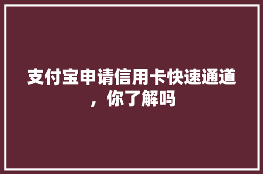 支付宝申请信用卡快速通道，你了解吗