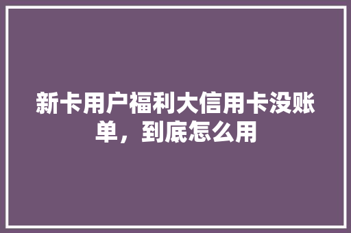 新卡用户福利大信用卡没账单，到底怎么用