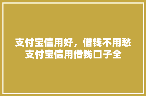 支付宝信用好，借钱不用愁支付宝信用借钱口子全