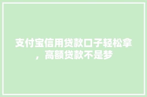 支付宝信用贷款口子轻松拿，高额贷款不是梦