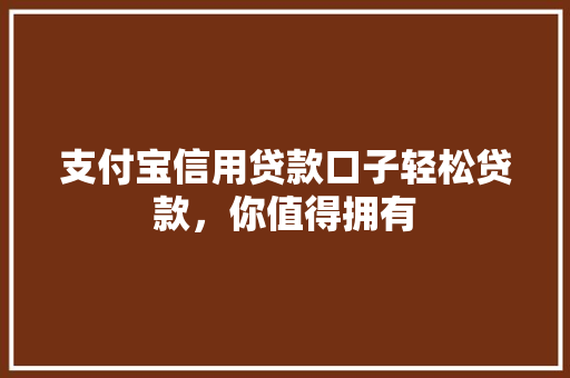 支付宝信用贷款口子轻松贷款，你值得拥有