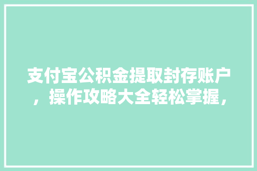 支付宝公积金提取封存账户，操作攻略大全轻松掌握，告别繁琐