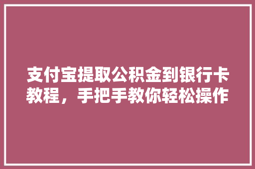 支付宝提取公积金到银行卡教程，手把手教你轻松操作
